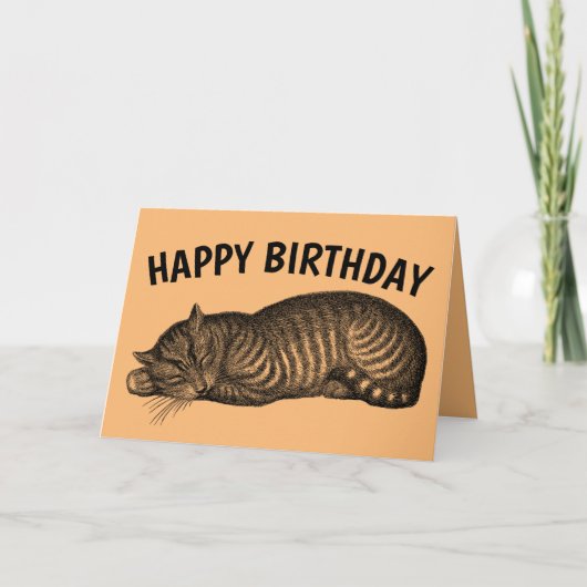 TABBY CAT ART NICKERCHEN, ESSEN CAKE, GEBURTSKARTE KARTE (Vorderseite)