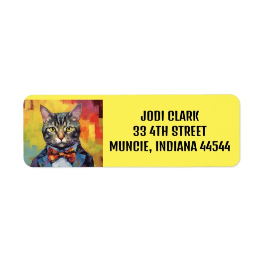 TABBY CAT ART RÜCKSENDEADRESSEN-AUFKLEBER (Vorne)
