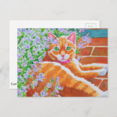 Tabby Cat auf dem Gartenweg Postkarte (Vorne/Hinten)