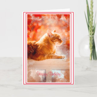 Tabby Cat auf der Geburtstagskarte eines Zauns Dankeskarte