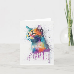 Tabby Cat B Portrait In Wasserfarben und Pen Feiertagskarte