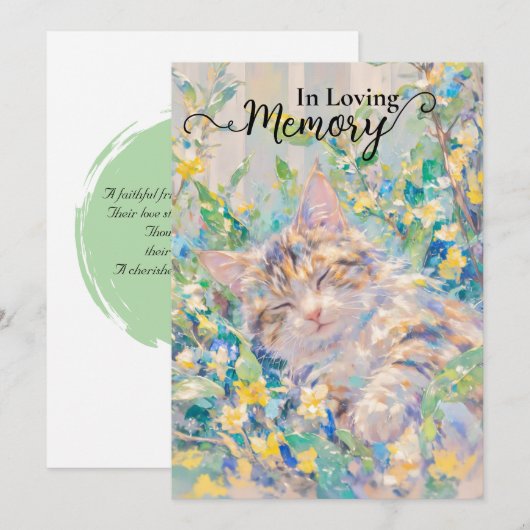 Tabby Cat Beileid Card Einladung (Vorne/Hinten)