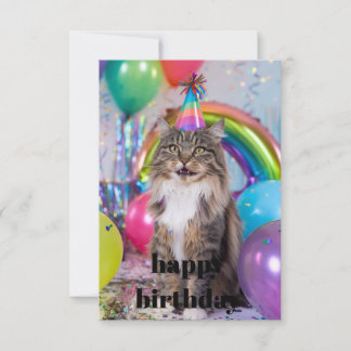 Tabby Cat Birthday Card, Katze Geburtstagskatze, T RSVP Karte