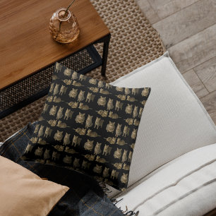 Tabby Cat Black Throw Kissen