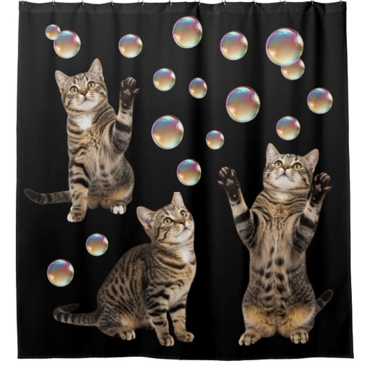 Tabby Cat Bubbles Cat Shower Curtain Duschvorhang (Vorderseite)