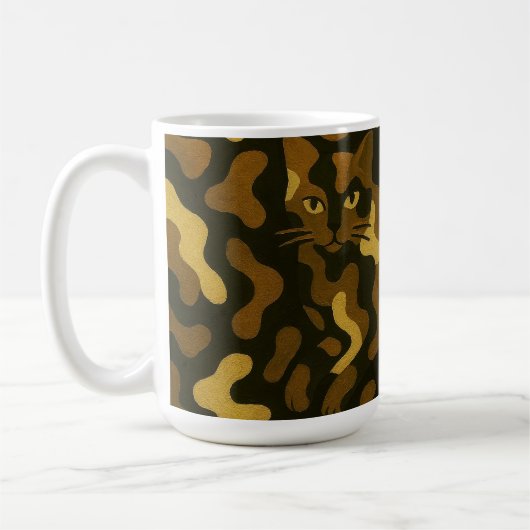 Tabby Cat Camouflage Abstract Pattern Kaffeetasse (Links)