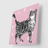 Tabby Cat Cats Art Kinder Quadratische Wanduhr (Winkel)