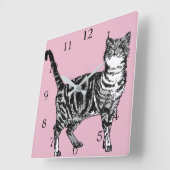 Tabby Cat Cats Art Kinder Quadratische Wanduhr (Winkel)