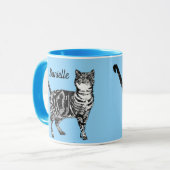 Tabby Cat Cats light Blue Girls Name Tasse (Vorderseite Links)