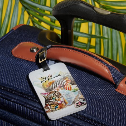 Tabby Cat cats pet art Watercolor Ladies Wallet Gepäckanhänger (Vorderseite Insitu 1)