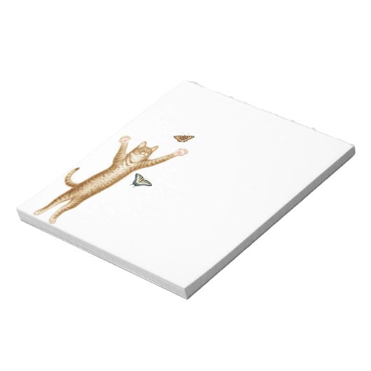 Tabby Cat Chasing Butterfets Notepad Notizblock (Rotiert)