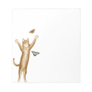 Tabby Cat Chasing Butterfets Notepad Notizblock