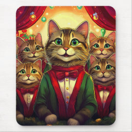 Tabby Cat Christmas Choir Mousepad