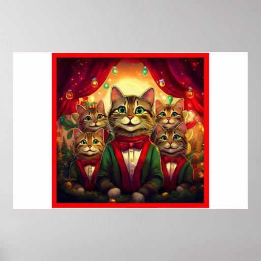 Tabby Cat Christmas Choir Poster (Vorne)