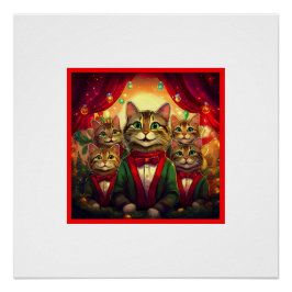 Tabby Cat Christmas Choir Poster