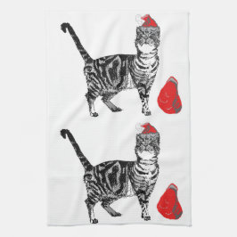 Tabby Cat Christmas Cool Cat Red White Geschirrtuch