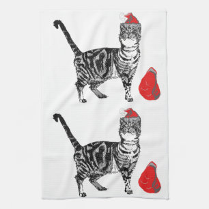Tabby Cat Christmas Cool Cat Red White Geschirrtuch