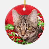 Tabby Cat Christmas Keramikornament (Vorne)