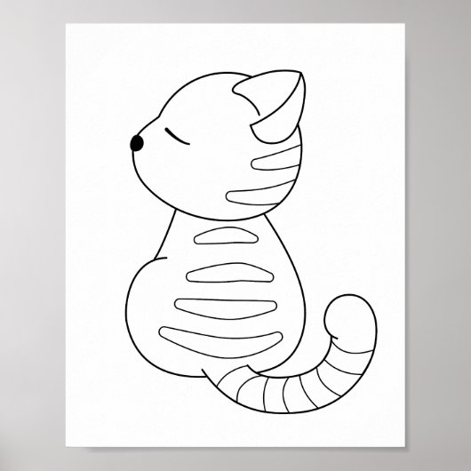 Tabby Cat Coloring Page Poster (Vorne)
