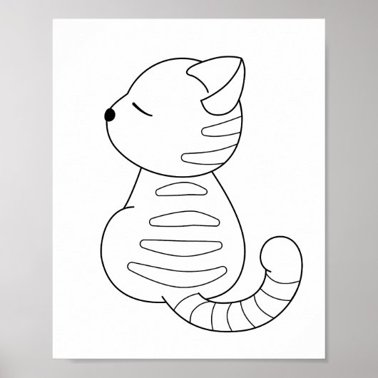 Tabby Cat Coloring Page Poster (Vorne)