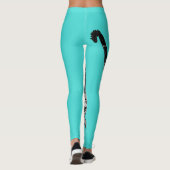 Tabby Cat Cool Animal Black and Aqua Leggings (Rückseite)