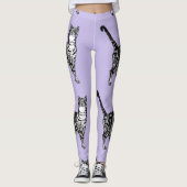 Tabby Cat Cool Animal Black and Pupulous Leggings (Vorderseite)