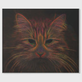 Tabby Cat Design Orange Kupfer Schwarz Foto Kunst Geschenkpapier (Flach)