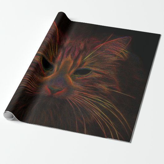 Tabby Cat Design Orange Kupfer Schwarz Foto Kunst Geschenkpapier (Ungerollt)