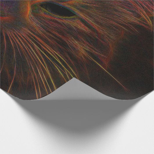 Tabby Cat Design Orange Kupfer Schwarz Foto Kunst Geschenkpapier (Ecke)