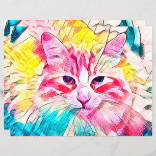Tabby Cat Design Pink Aquamarines Design