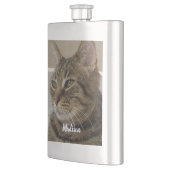 Tabby Cat Foto Personalisiert Name Flachmann (Links)