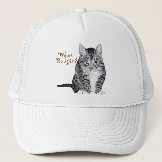 Tabby Cat Frage: Was Budgie? Truckerkappe (Vorderseite)