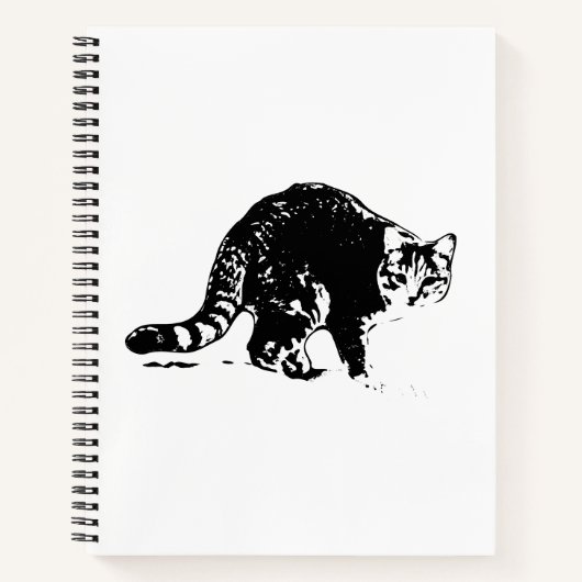 Tabby Cat Full Body Black & White Notebook Notizblock (Vorderseite)