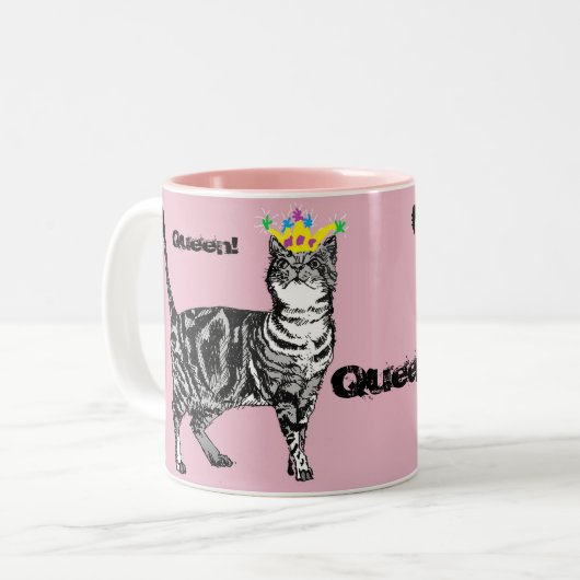 Tabby Cat Funny Queen cats Frauen Geschenk Tasse (Vorderseite Links)