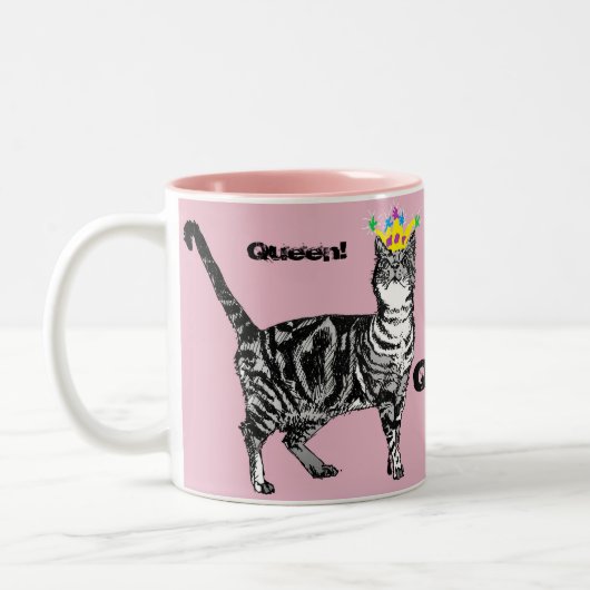 Tabby Cat Funny Queen cats Frauen Geschenk Tasse (Links)