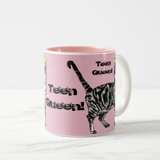 Tabby Cat Funny Teen Queen cens girls gift Tasse (VorderseiteRechts)