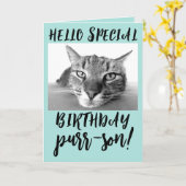 TABBY CAT GEBURTSTAG GREETING CARDS KARTE (Gelbe Blume)