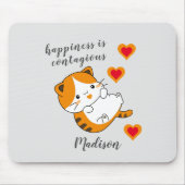 Tabby Cat Glück ist ansteckend Personalisiert Mousepad (Vorne)