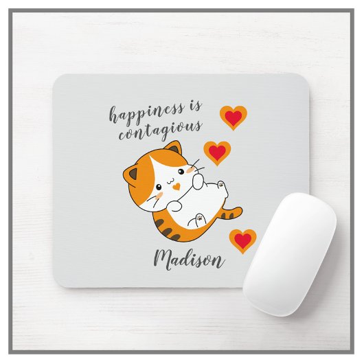 Tabby Cat Glück ist ansteckend Personalisiert Mousepad