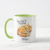 Tabby Cat Glück ist ansteckend Personalisiert Tasse (Links)