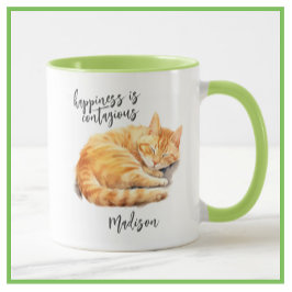 Tabby Cat Glück ist ansteckend Personalisiert Tasse