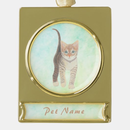 Tabby Cat Gold Tone Ornament (Vorderseite)