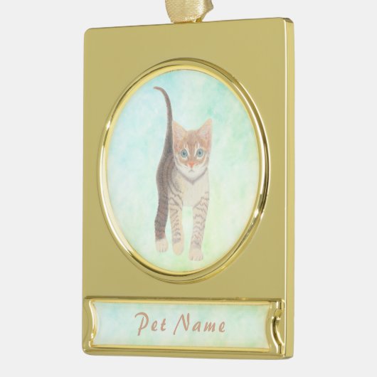 Tabby Cat Gold Tone Ornament (Links)