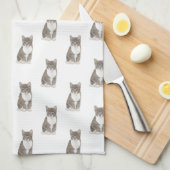 Tabby Cat (grau) Geschirrtuch (Viertel Falte)