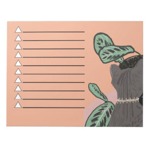 Tabby Cat Gray Plants Two-Tone Notizblock