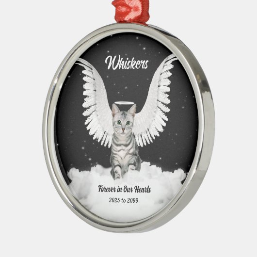 Tabby Cat Guardian Angel Pet Memorial Silbernes Ornament (Links)