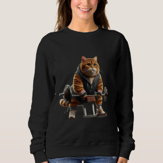 Tabby Cat Gym Coach Train Hard, Purr Harder Sweatshirt