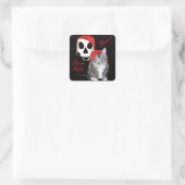Tabby Cat Halloween Pirate Quadratischer Aufkleber (Tasche)