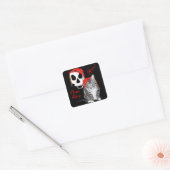 Tabby Cat Halloween Pirate Quadratischer Aufkleber (Umschlag)