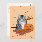 Tabby Cat Halloween Postkarte (Vorne/Hinten)